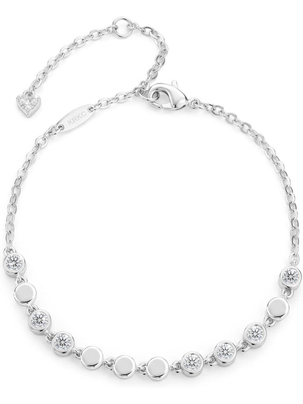 Moissanite Tennis Bracelet with Heart Charm - Morse Code Jewelry for Women